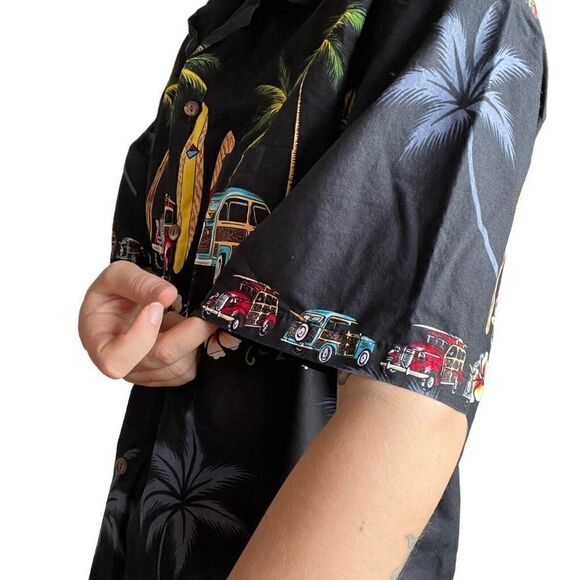 Vintage Hawaiian Togs Made in Hawaii Classic Car Tropical Floral Button Down M - Picture 4 of 8